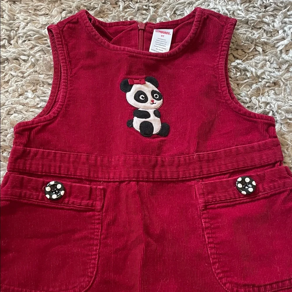 2009 Gymboree “Holiday Panda” Panda Corduroy Jumper, Size 5T
